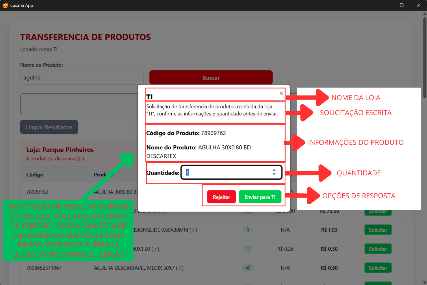 Caixa de diálogo de solicitação
